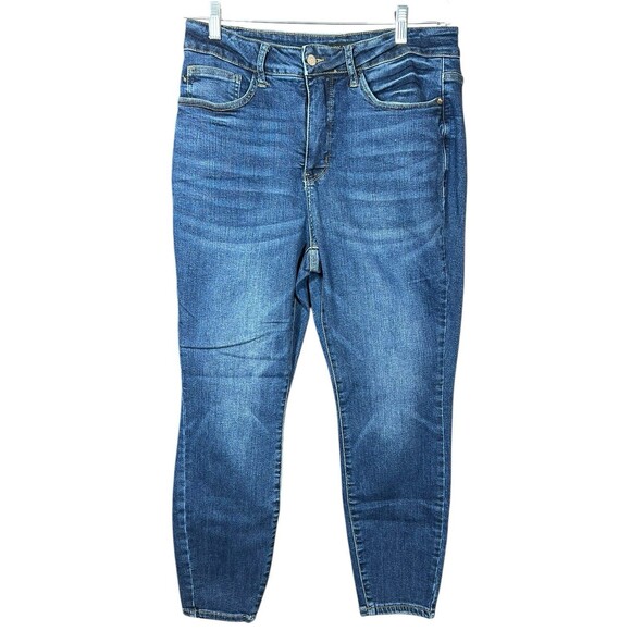 Judy Blue Jeans Womens Plus 15/32 Blue Skinny Fit Hem Ankle Dark Wash Stretch - Picture 1 of 7